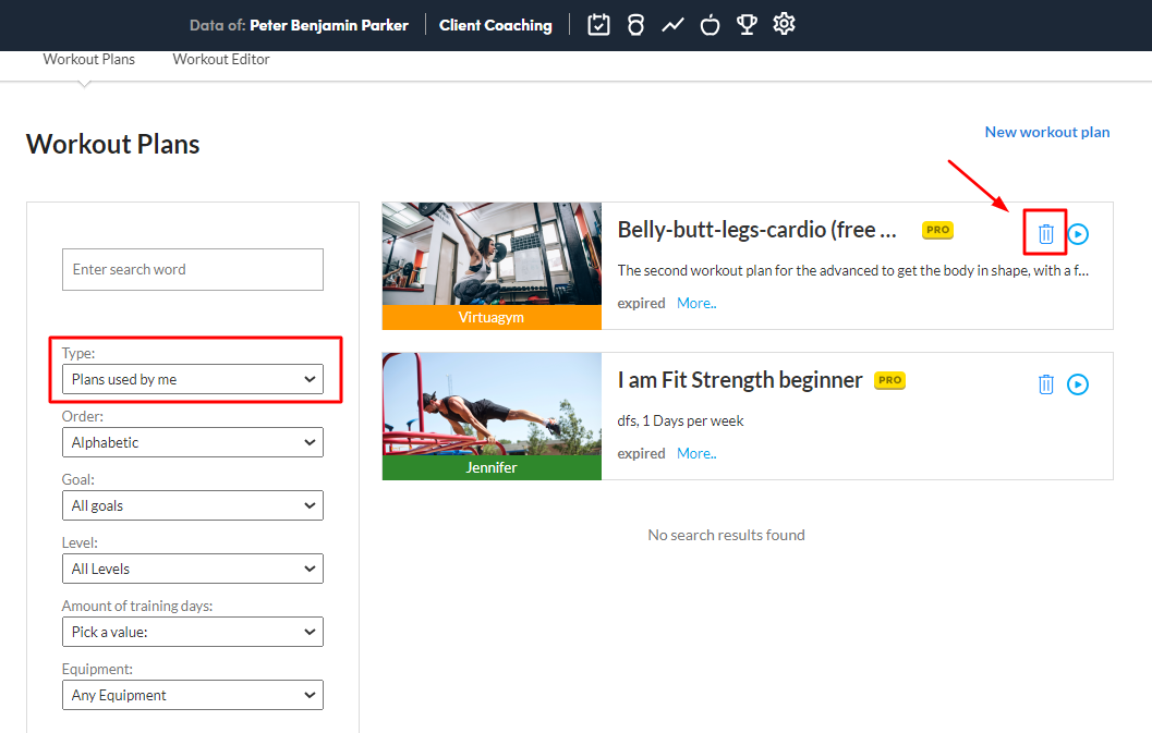 How do I unassign a workout plan for a client?