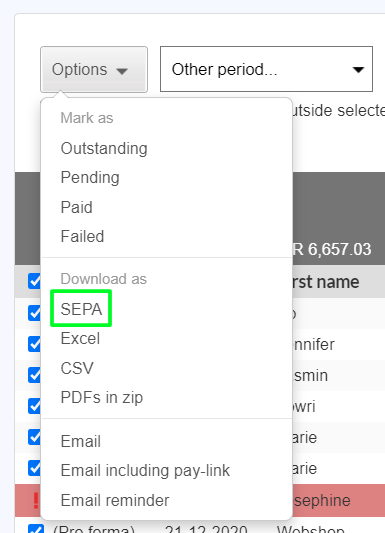 How do I process payments using SEPA?